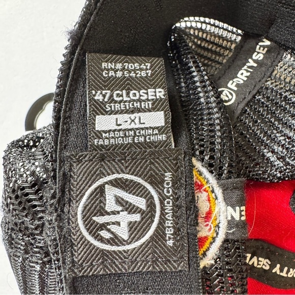 NWOT Calgary Flames NHL Baseball Cap Hat 47 Stretch Fit Black Red Sz L-XL - Picture 6 of 11